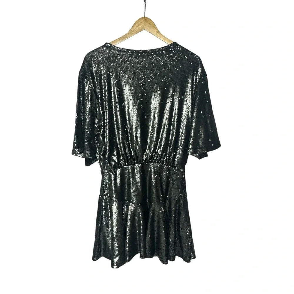 NWOT Free People Munuka Gun Metal Gray Sequin Mini Dress S - Picture 5 of 14